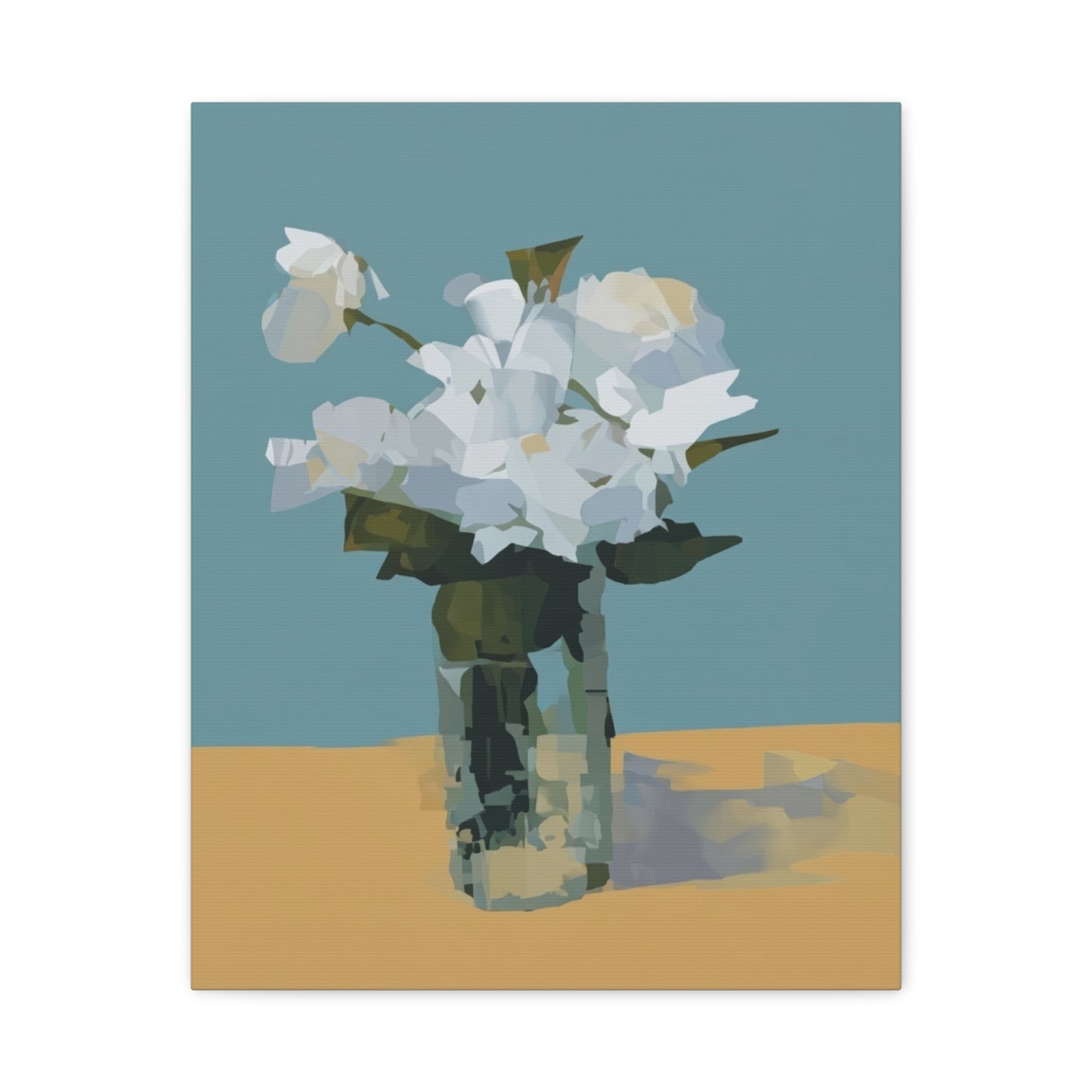 Abstract White Roses Canvas Art - Floral Vase Wall Decor