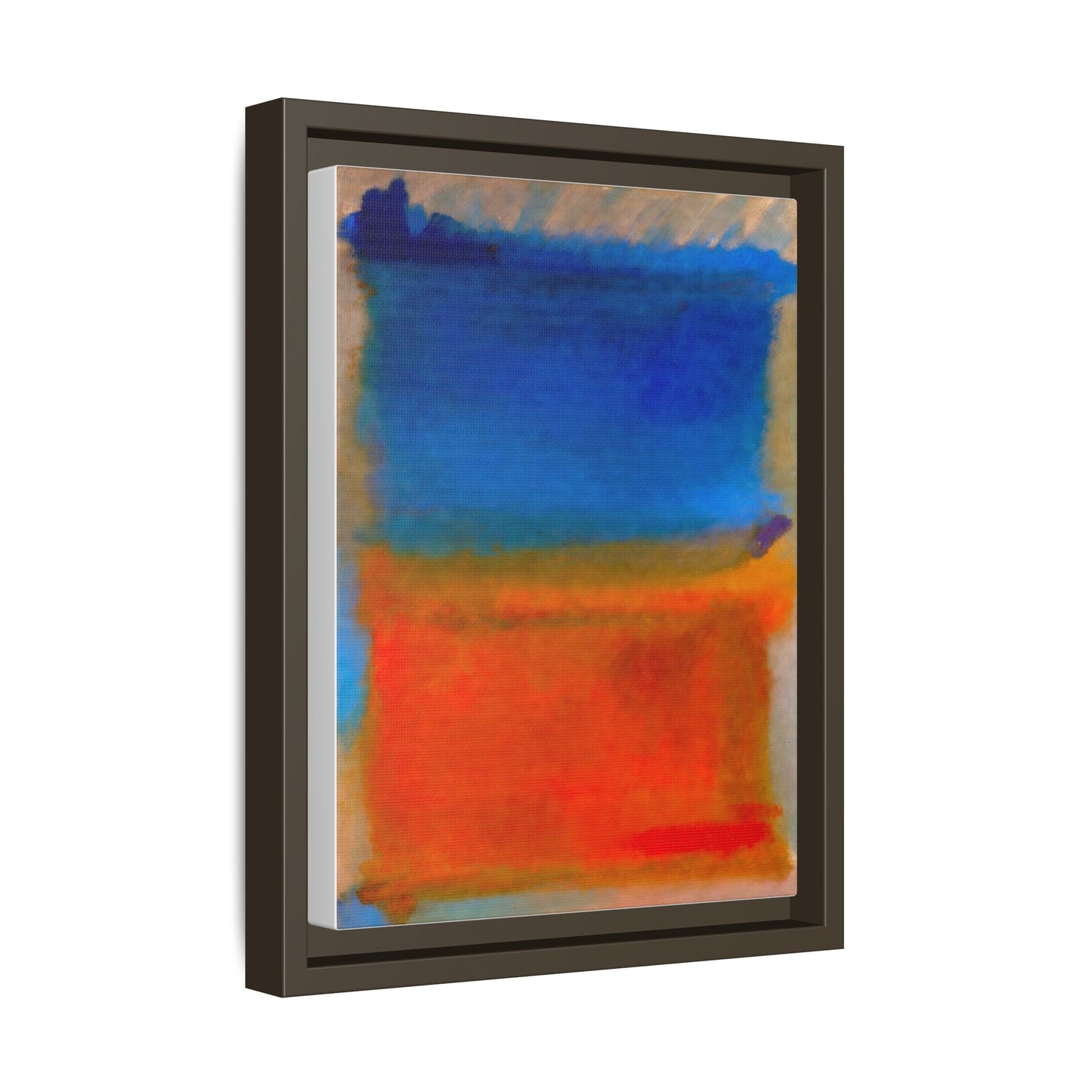 Abstract Color Block Matte Canvas Framed Wall Art — Blue & Orange Modern Painting