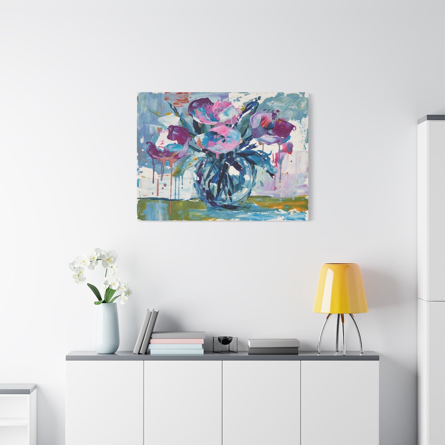 Abstract Floral Canvas Wall Art — Colorful Bouquet Matte Stretched Canvas