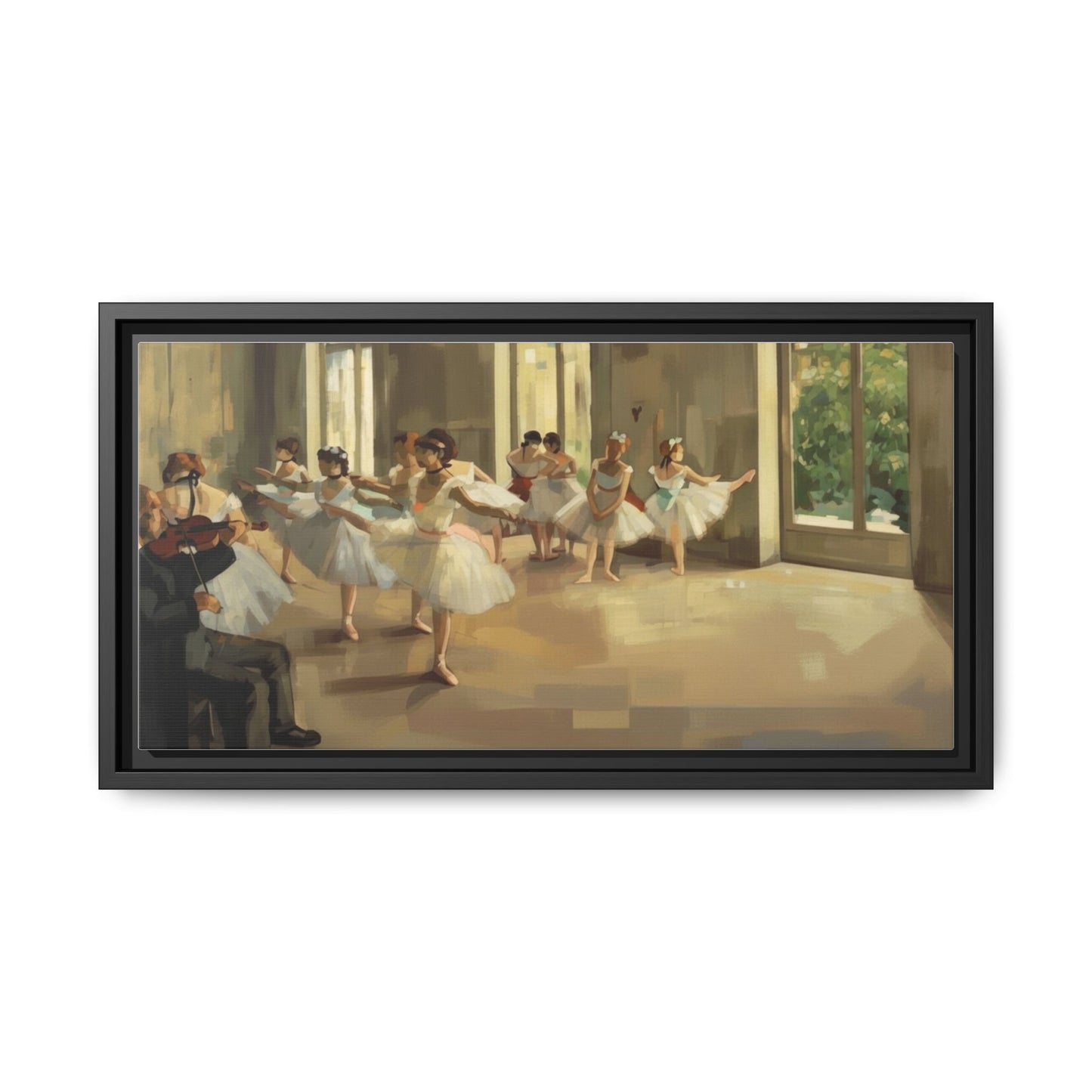 Framed Matte Canvas Print — Ballet Class Scene (Impressionist Dancers)
