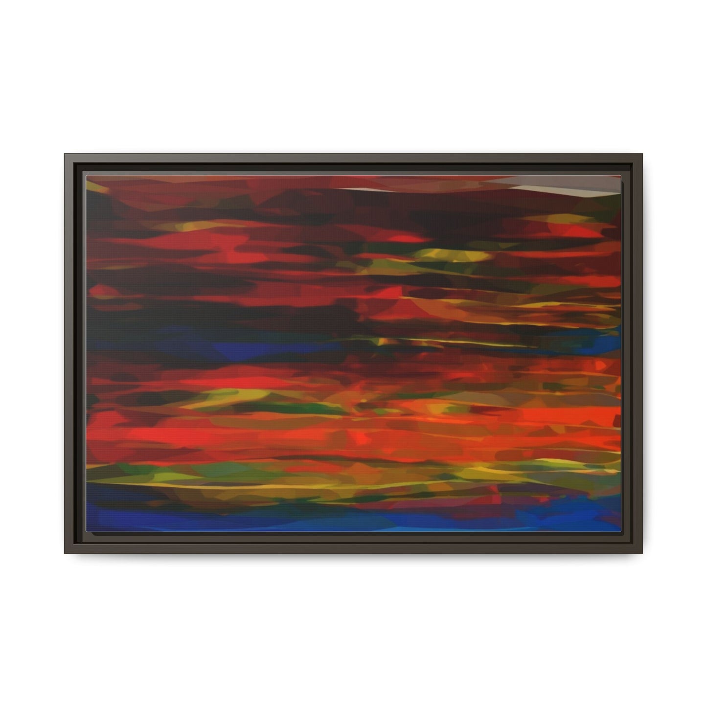 Abstract Multi-Color Matte Canvas Framed Wall Art — Bold Red & Blue Modern Painting