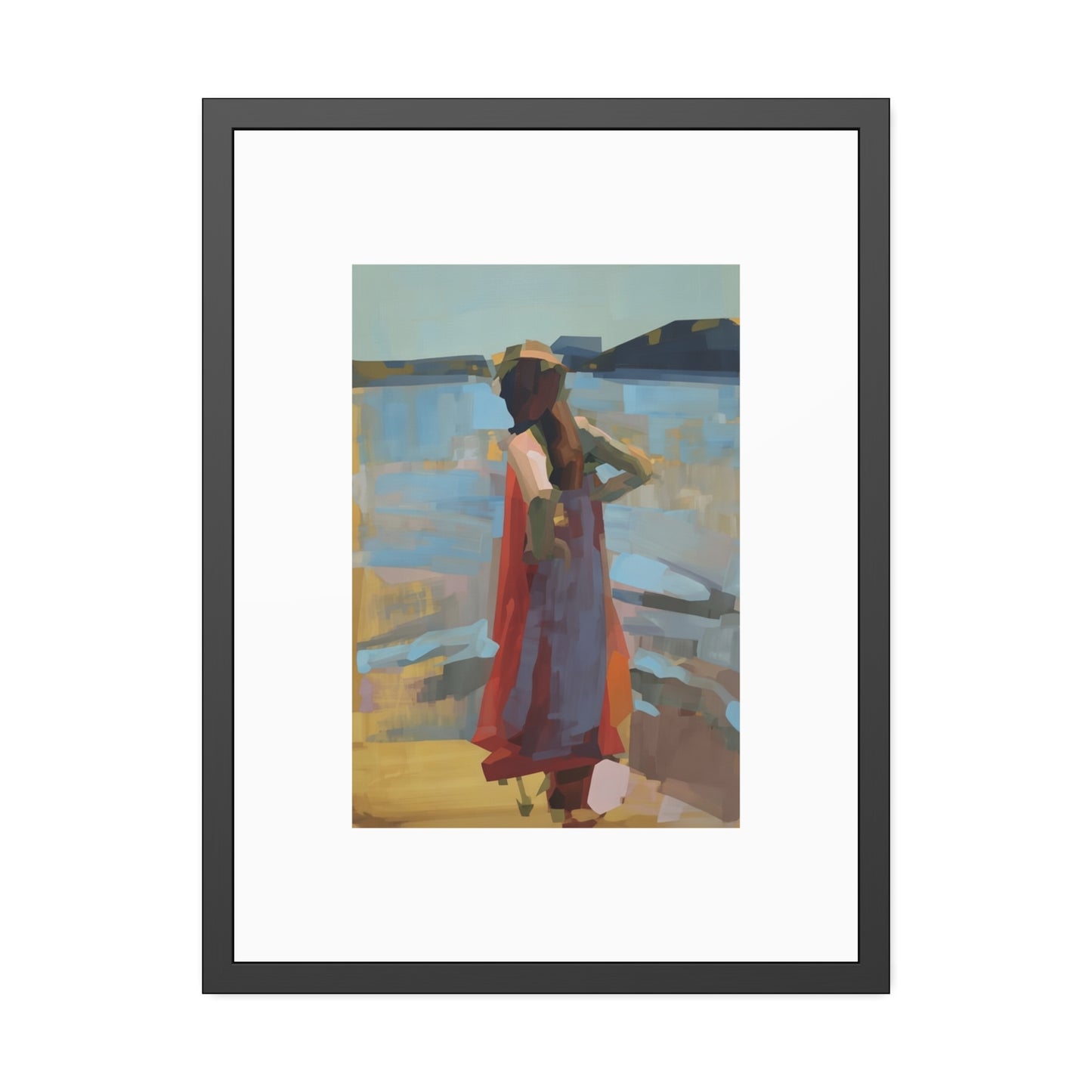 Framed Art Print — Woman at the Shore Impressionist Poster