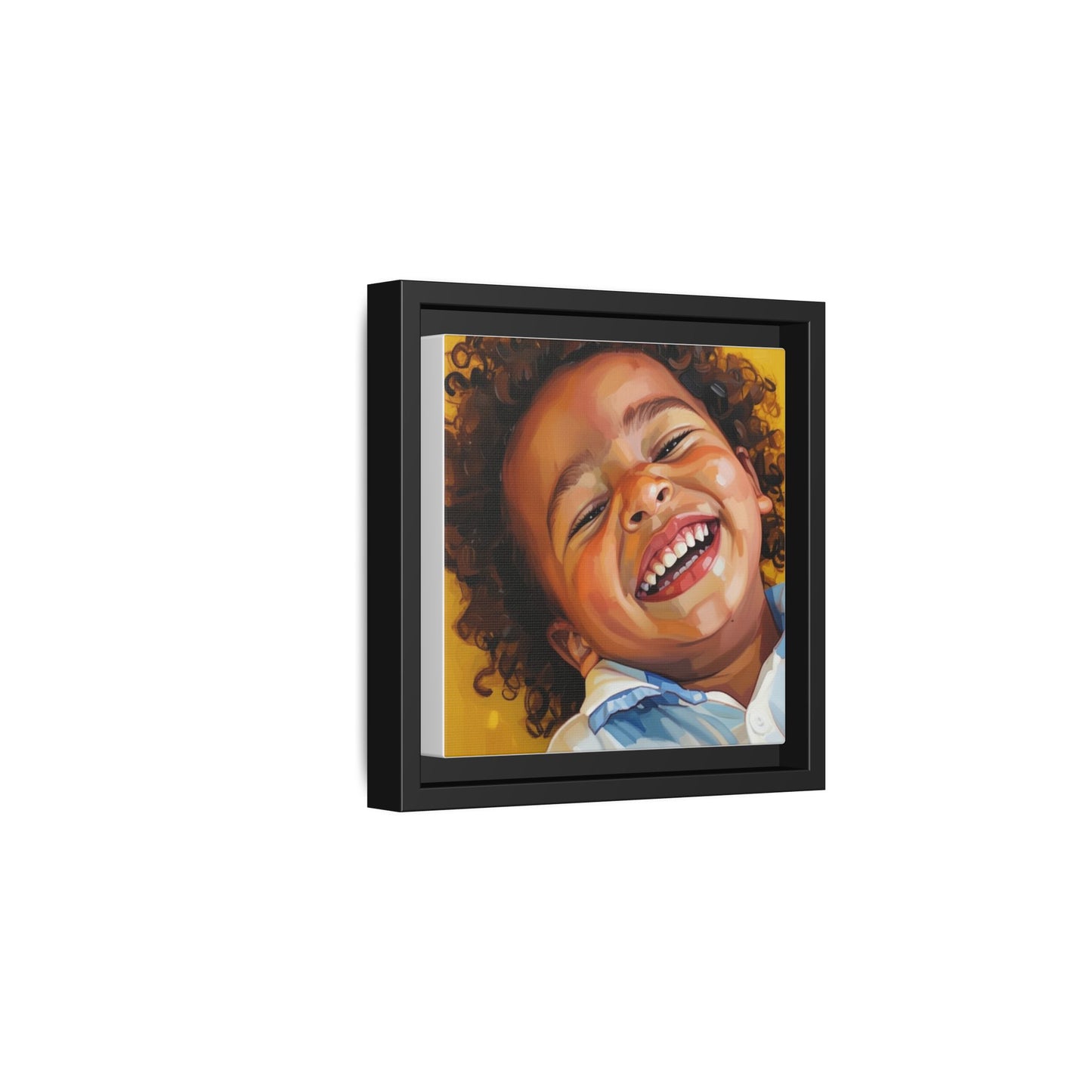 Framed Matte Canvas Print – Joyful Child Portrait, Colorful Nursery Wall Art
