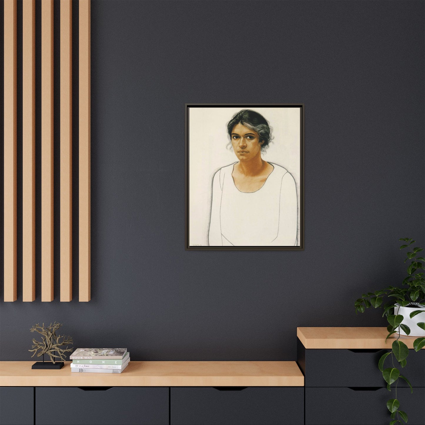 Portrait of a Woman by Winold Reiss Framed Matte Canvas Portrait Print