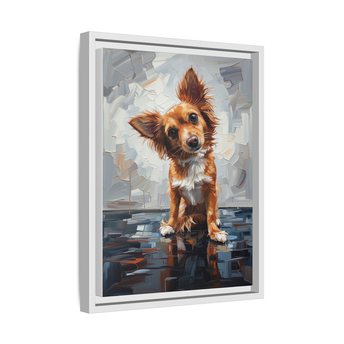 Framed Matte Canvas Print — Playful Brown Dog Portrait