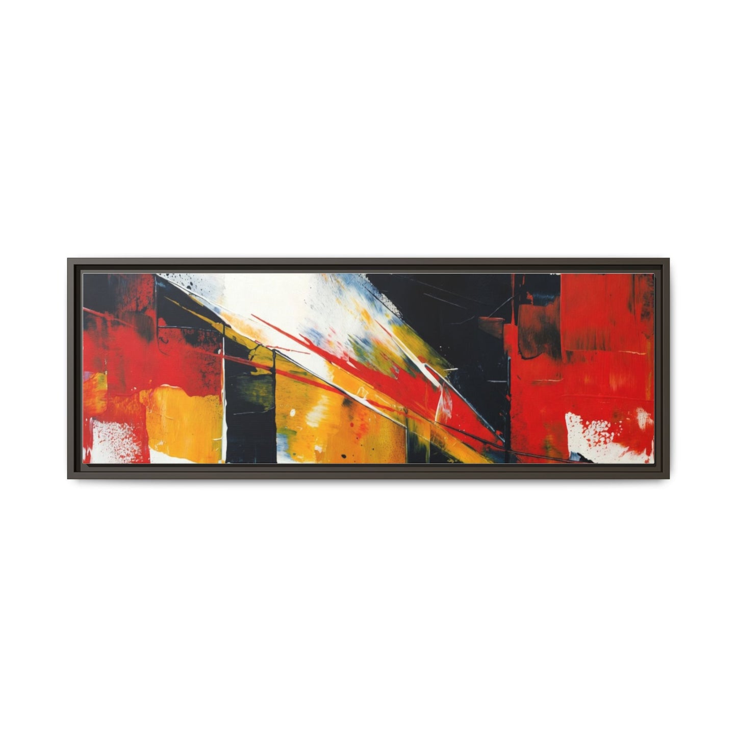 Abstract Red & Black Framed Canvas Print — Modern Geometric Wall Art