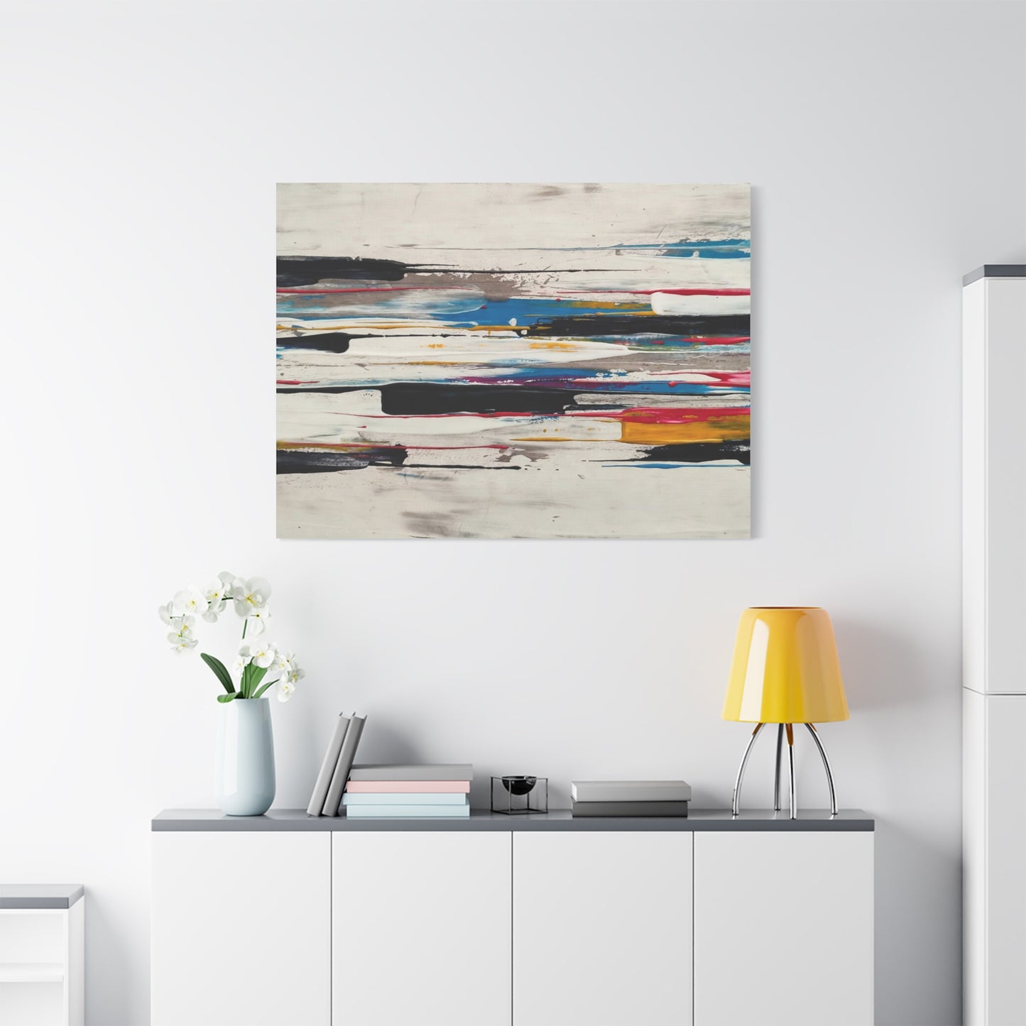 Abstract Color Streaks Matte Canvas Print — Modern Horizontal Wall Art