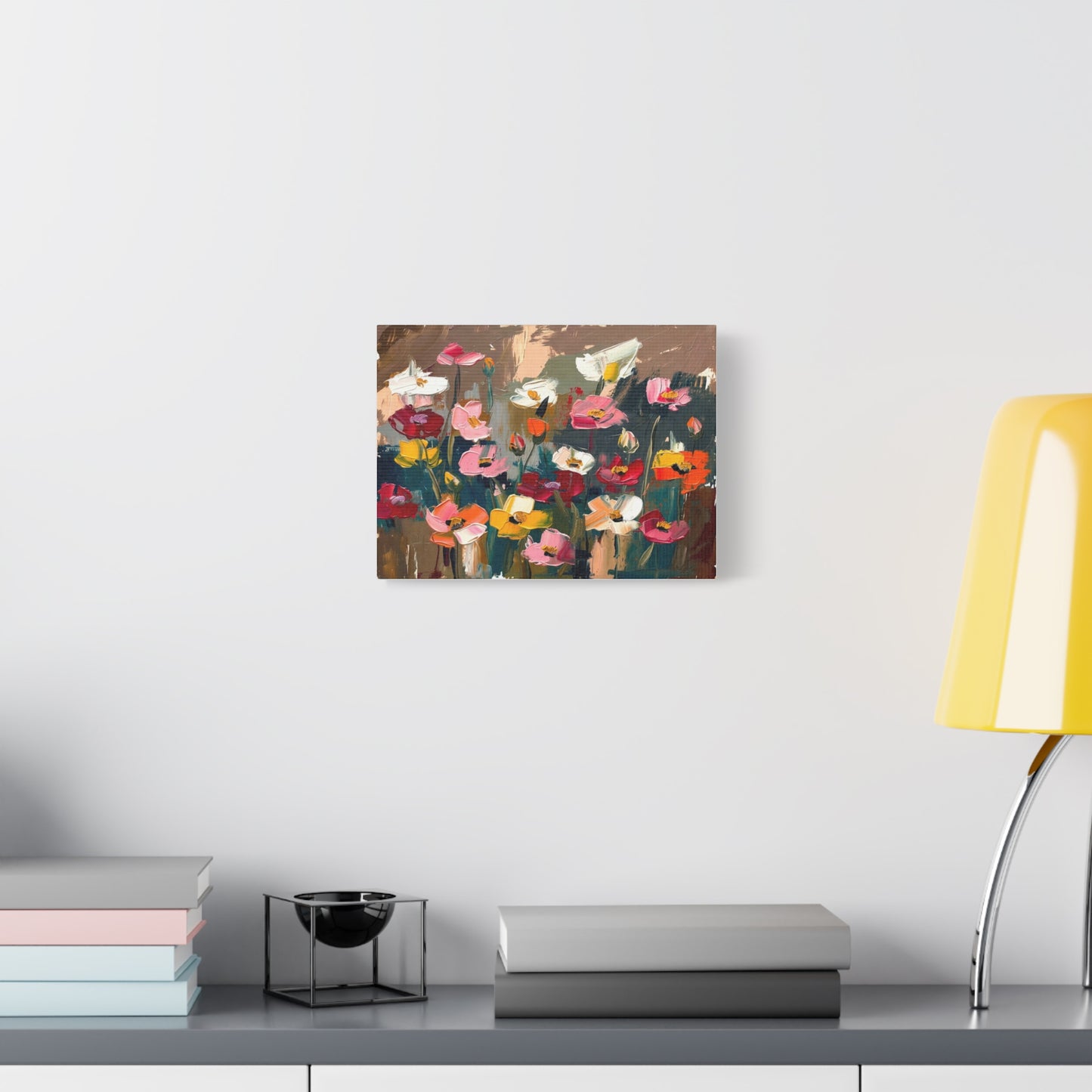 Abstract Floral Canvas Wall Art — Colorful Poppies Matte Stretched Print