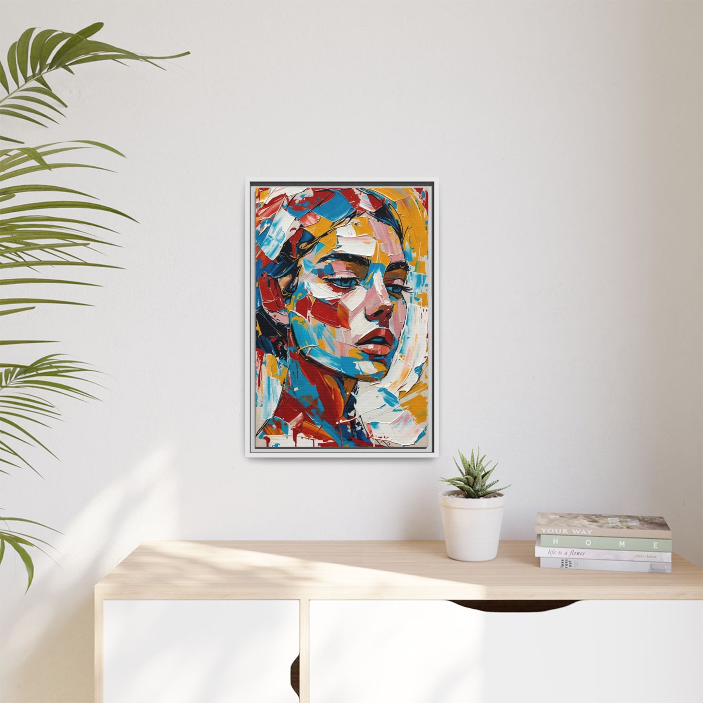 Colorful Abstract Portrait Framed Canvas Print