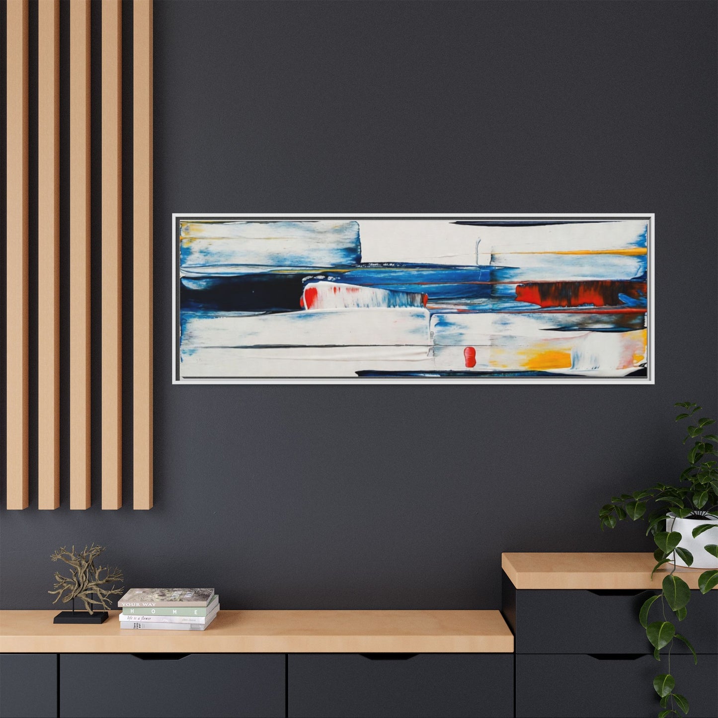 Abstract Coastal Brushstrokes Framed Canvas Print