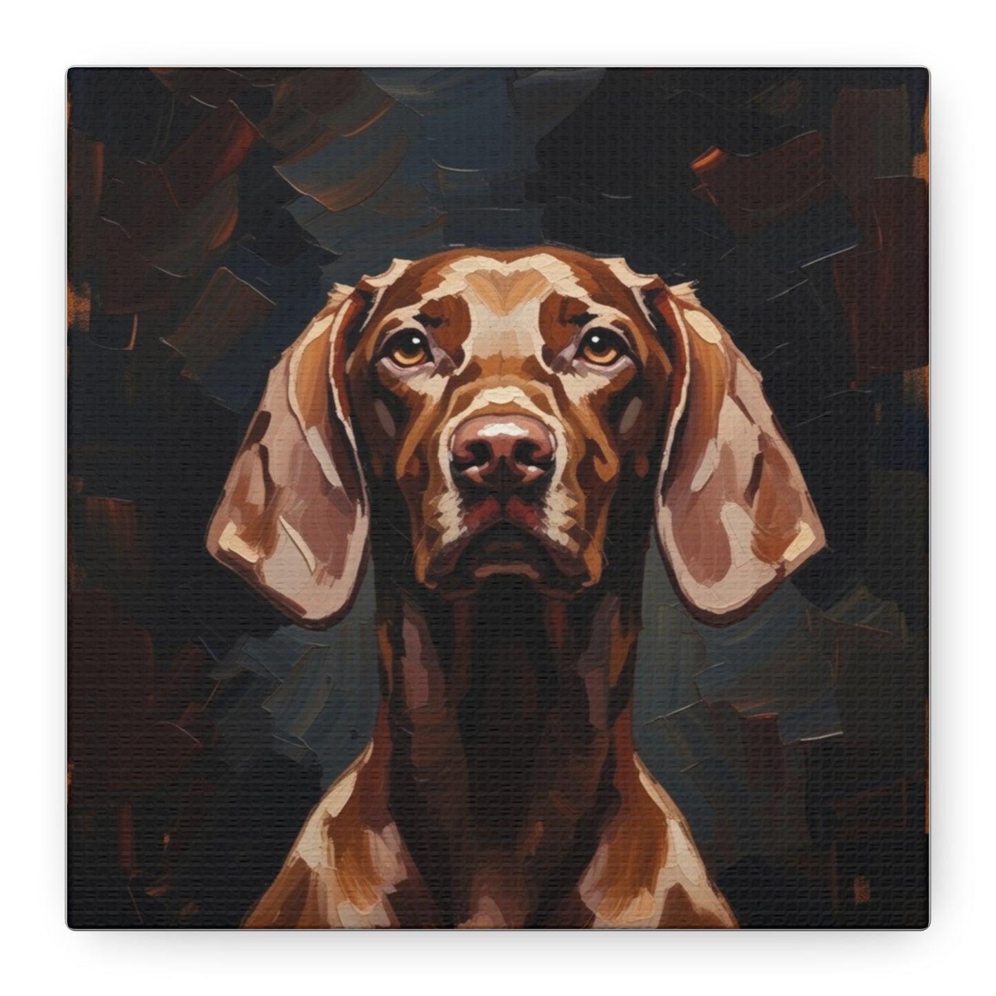 Chocolate Vizsla Canvas Wall Art — Matte Stretched Dog Portrait