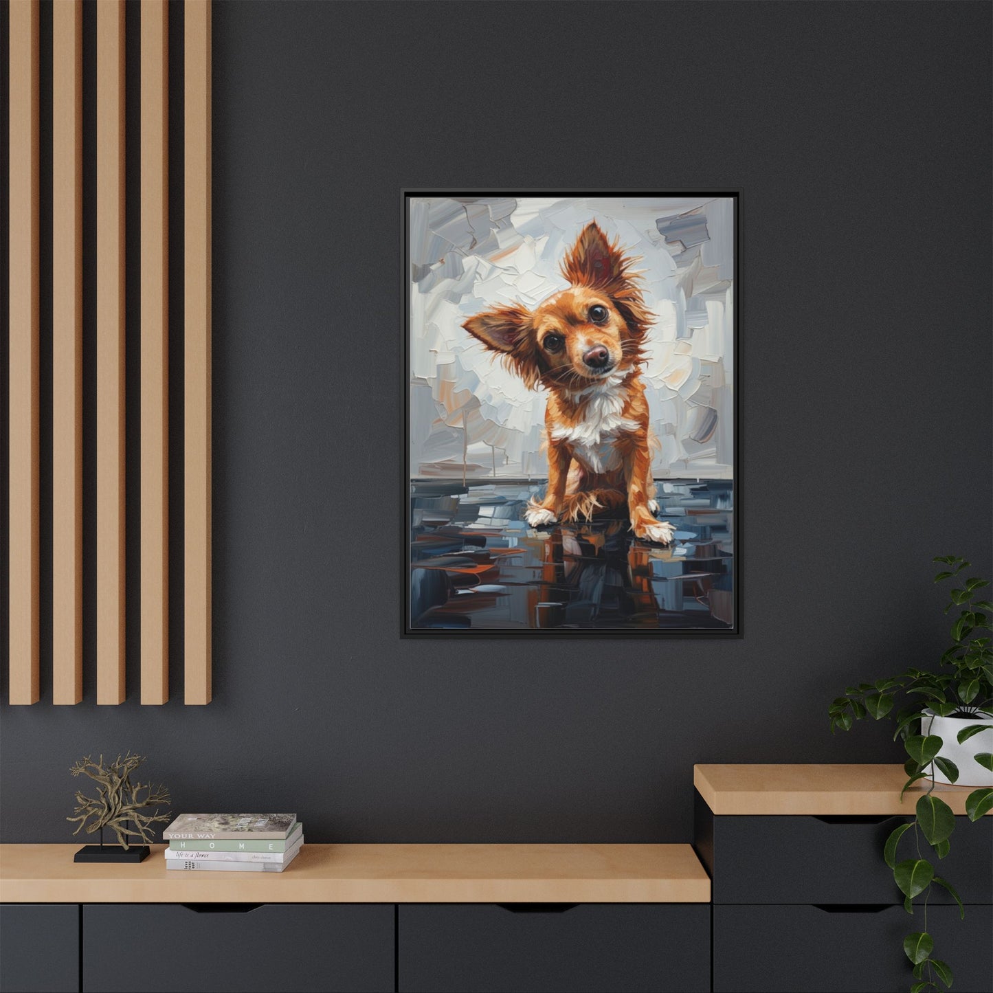 Framed Matte Canvas Print — Playful Brown Dog Portrait