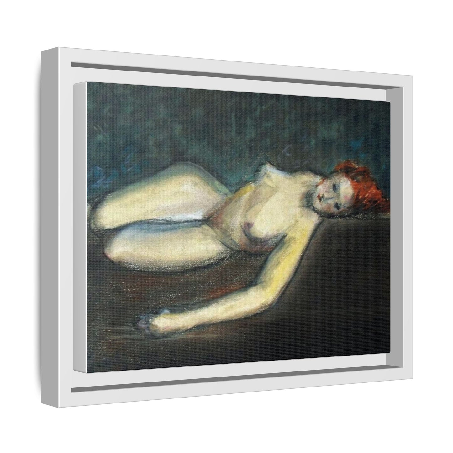 Lying nude by Paul Gosselin Framed Matte Canvas Wall Art Print