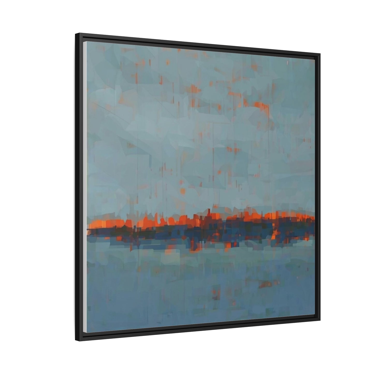 Framed Canvas Art — Teal & Orange Abstract Seascape