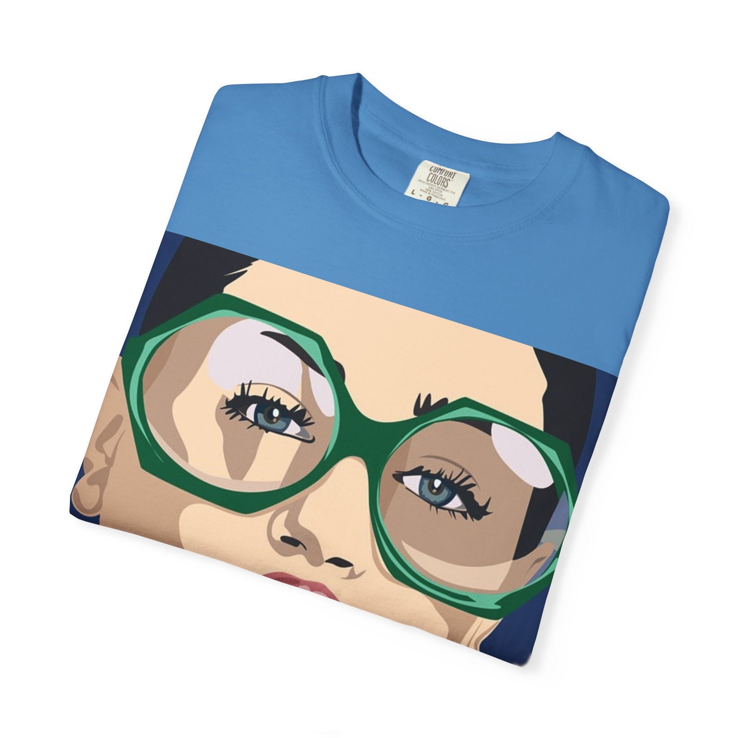 Pop Art Woman Graphic T‑Shirt — Retro Chic Green Glasses Design