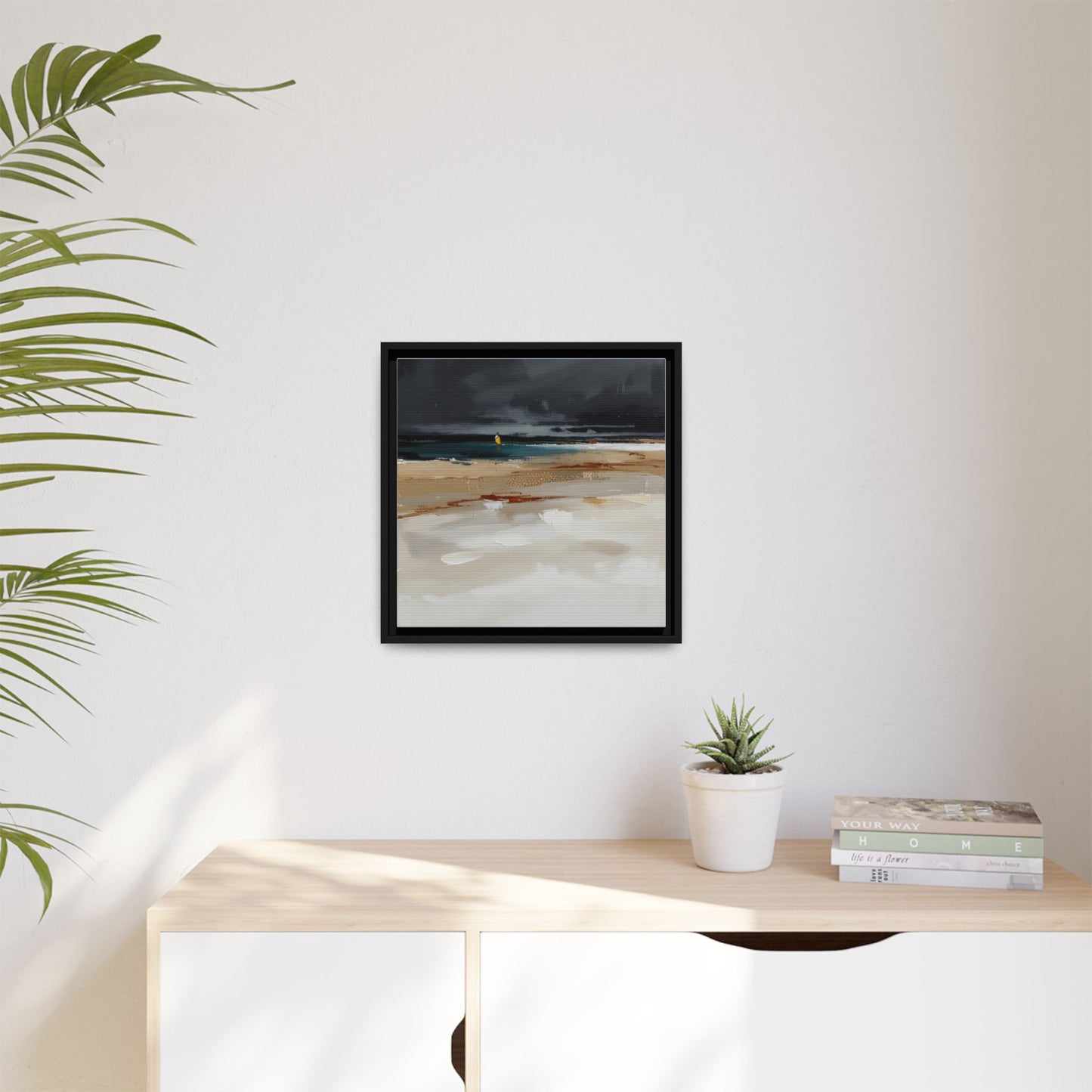Framed Matte Canvas Beachscape Art Print — Coastal Abstract Wall Decor