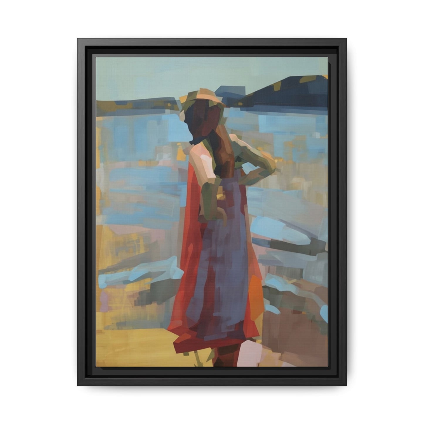 Framed Matte Canvas Print — Coastal Woman Abstract Art