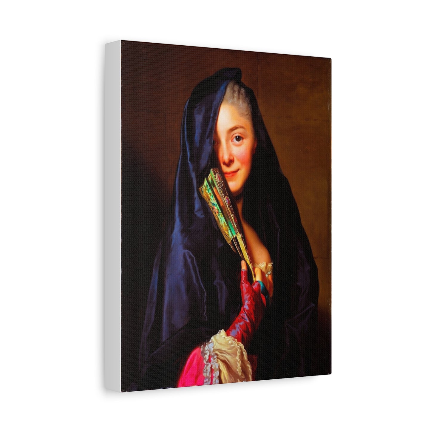 Vintage Portrait Canvas Print — Elegant Lady with Fan Matte Stretched Wall Art