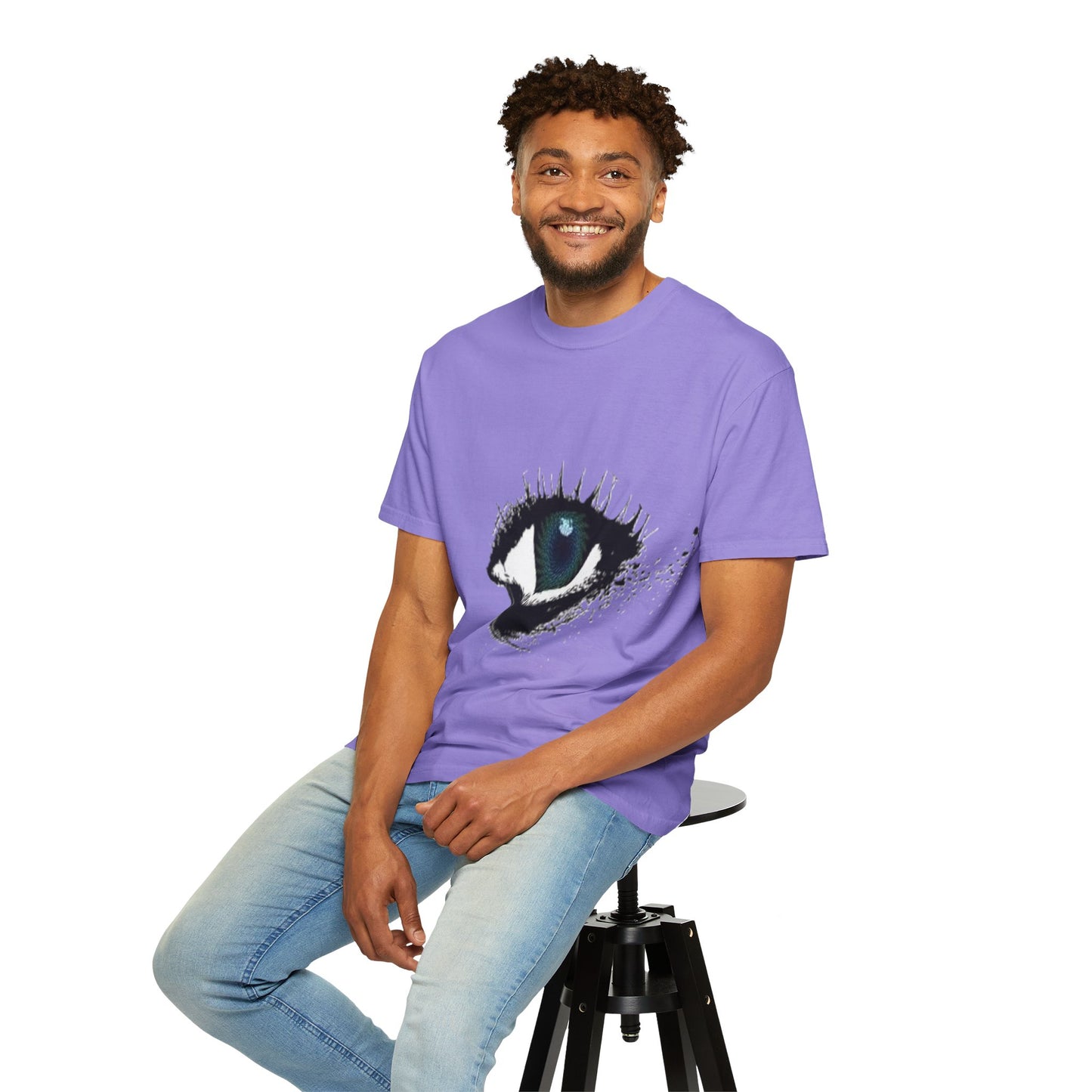 Eye Graphic T-Shirt — Blue Iris Grunge Art Tee