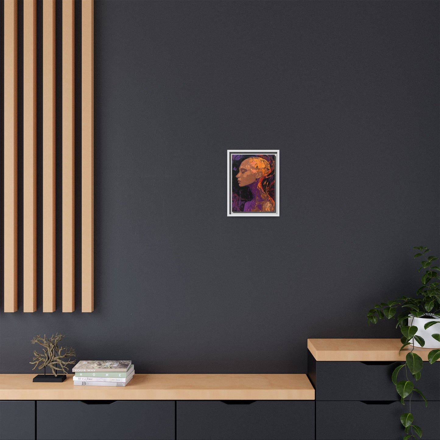 Abstract Profile Portrait Matte Framed Canvas — Multicolor Feminine Art Print