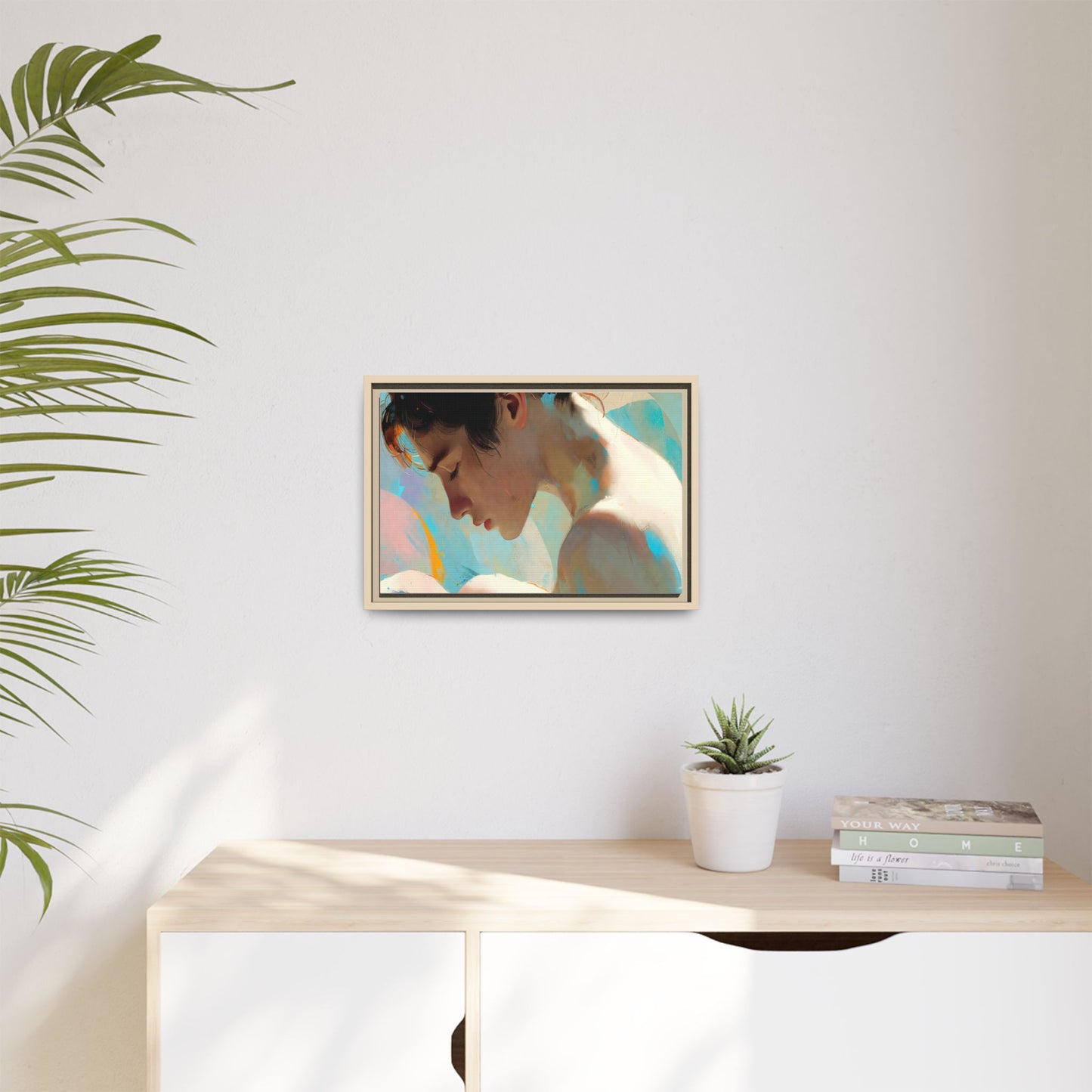 Framed Matte Canvas Print — Dreamy Portrait Art (Multi‑Color)