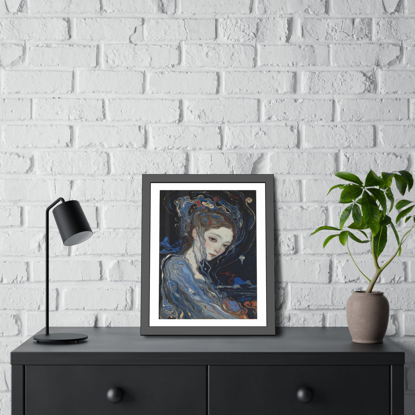 Framed Art Print — Dreamy Blue Portrait Poster