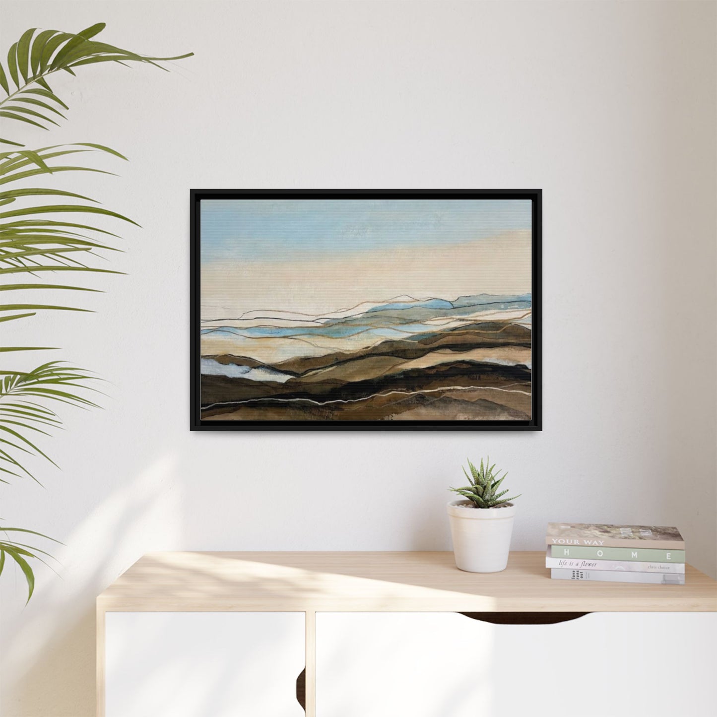 Framed Matte Canvas Print — Abstract Coastal Landscape Wall Art