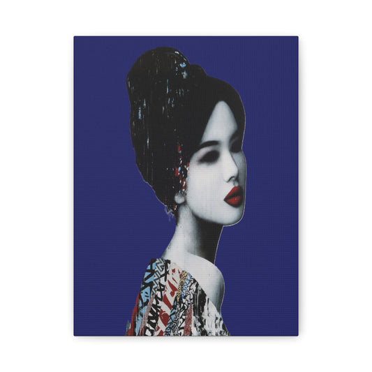 Geisha Portrait Matte Canvas Print — Modern Asian-Inspired Wall Art
