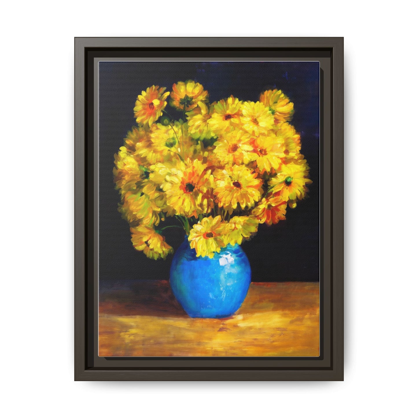 Yellow Daisy Bouquet Matte Canvas Framed Wall Art