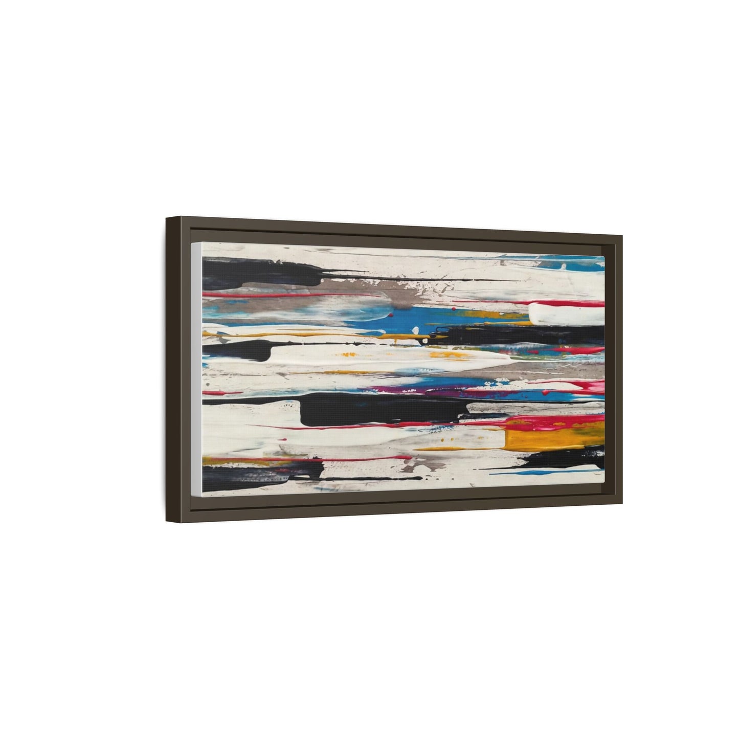 Abstract Multi-Color Framed Canvas Wall Art — Modern Horizontal Brushstroke Print