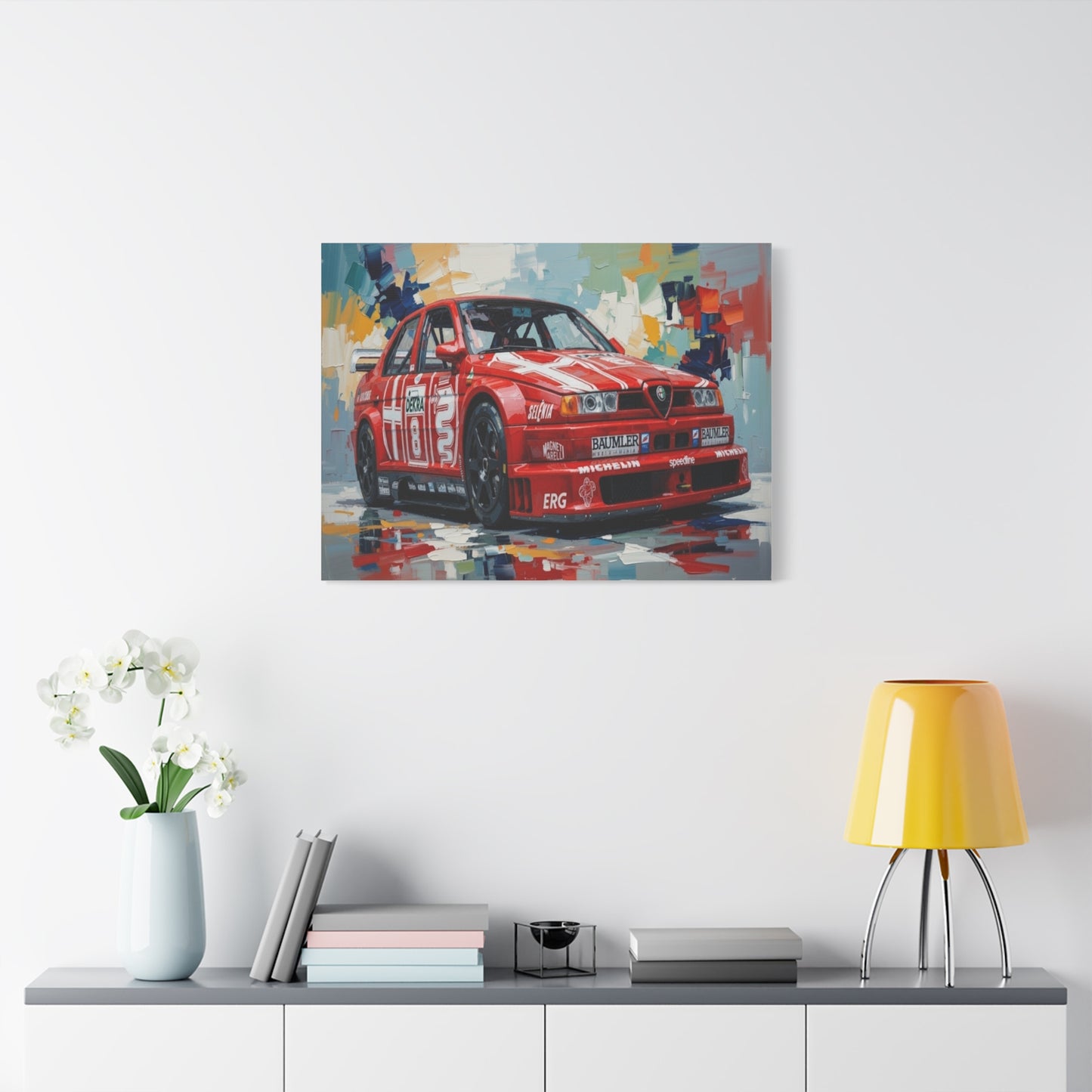 Racing Alfa Romeo Canvas Print — Red Race Car Stretched Wall Art