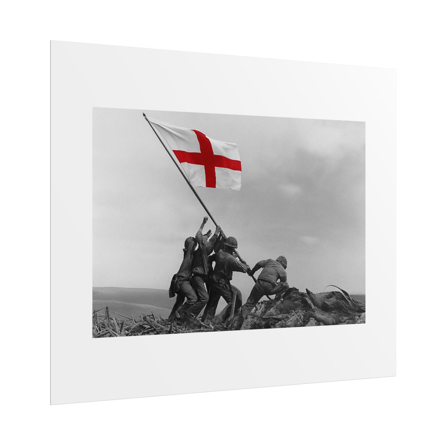 Raising the St George  by Unknown attributed to Joe Rosenthal Wall Art Print