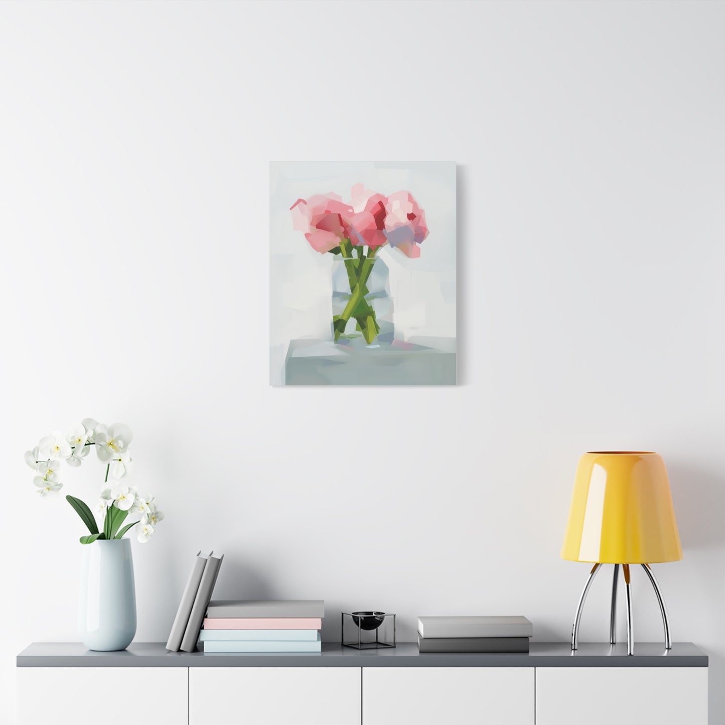 Pink Peonies Vase Canvas Art — Stretched Matte Wall Decor