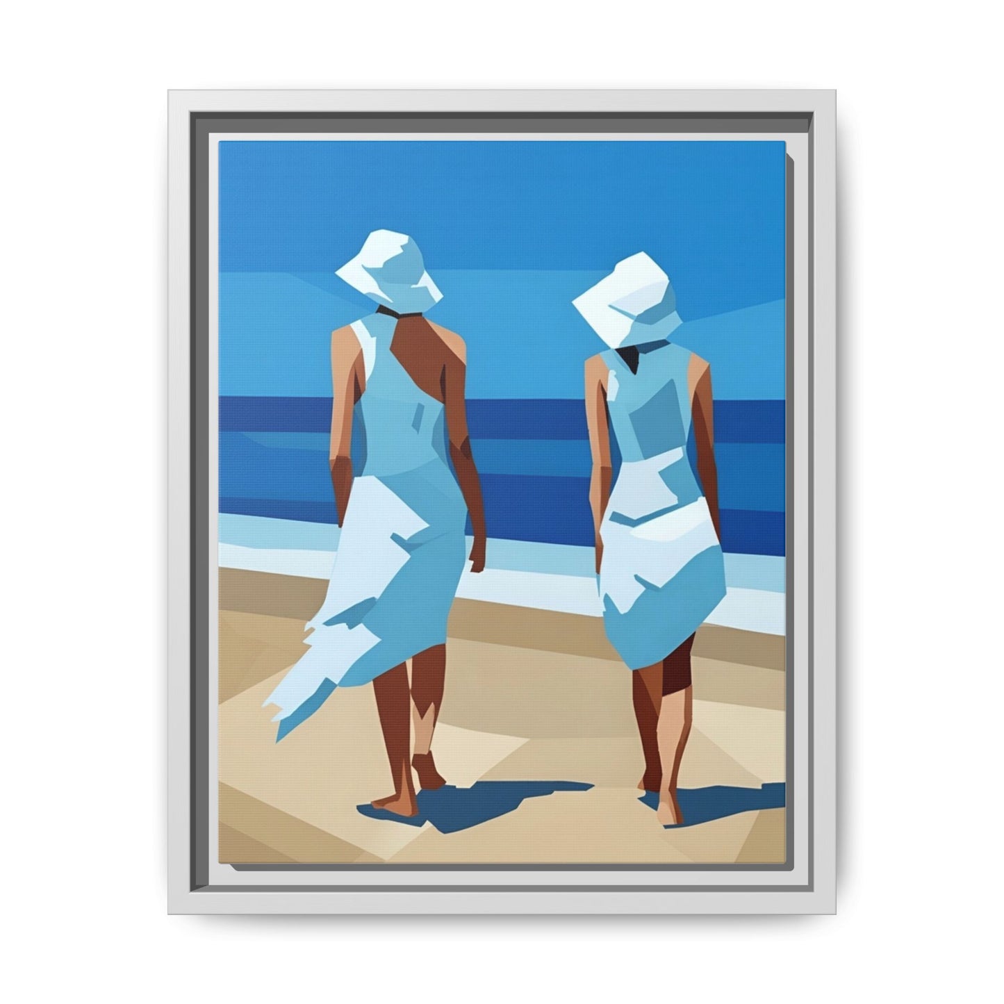 Seaside Stroll Matte Canvas Framed Print — Coastal Beach Art