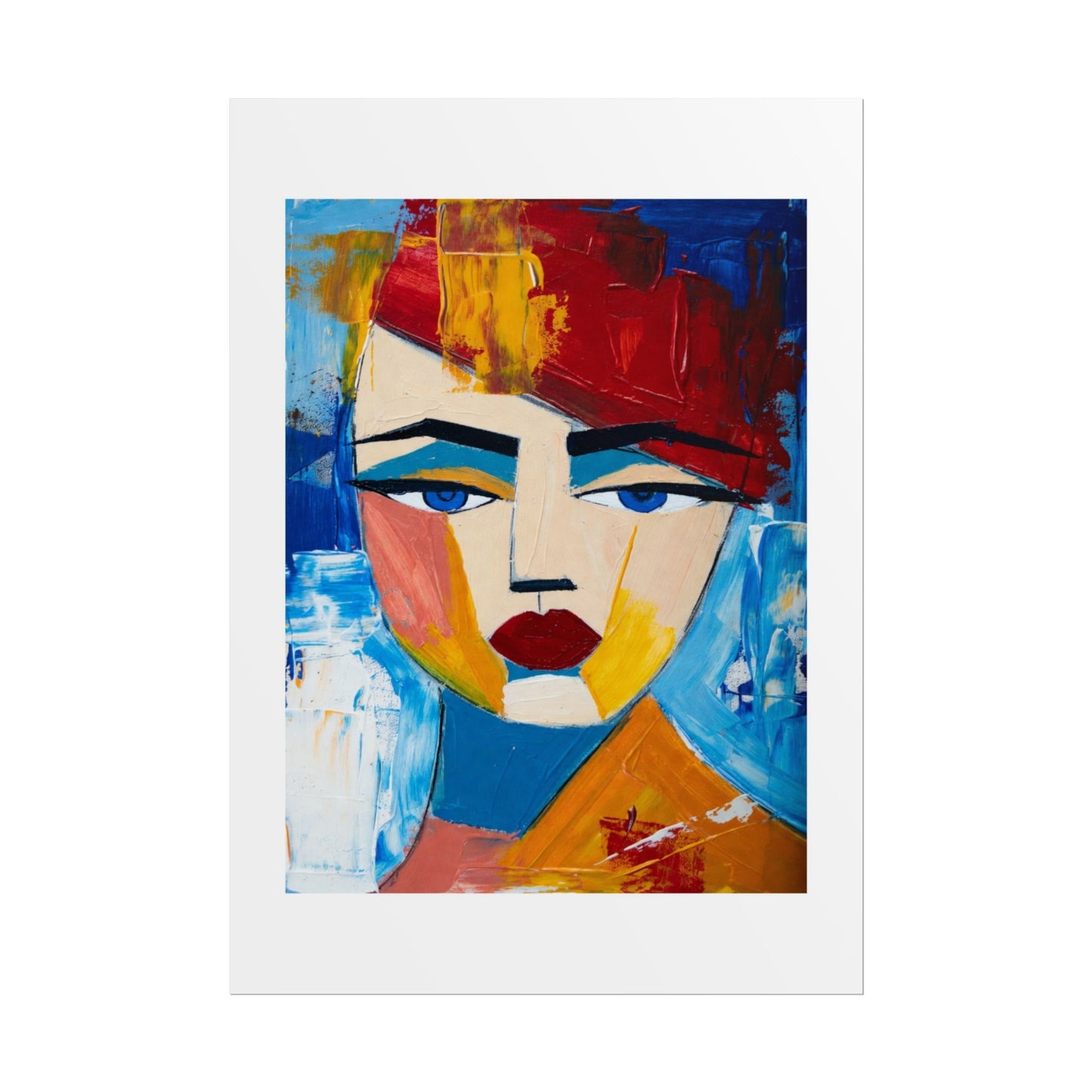 Abstract Colorful Face Poster - Modern Expressionist Rolled Art Print