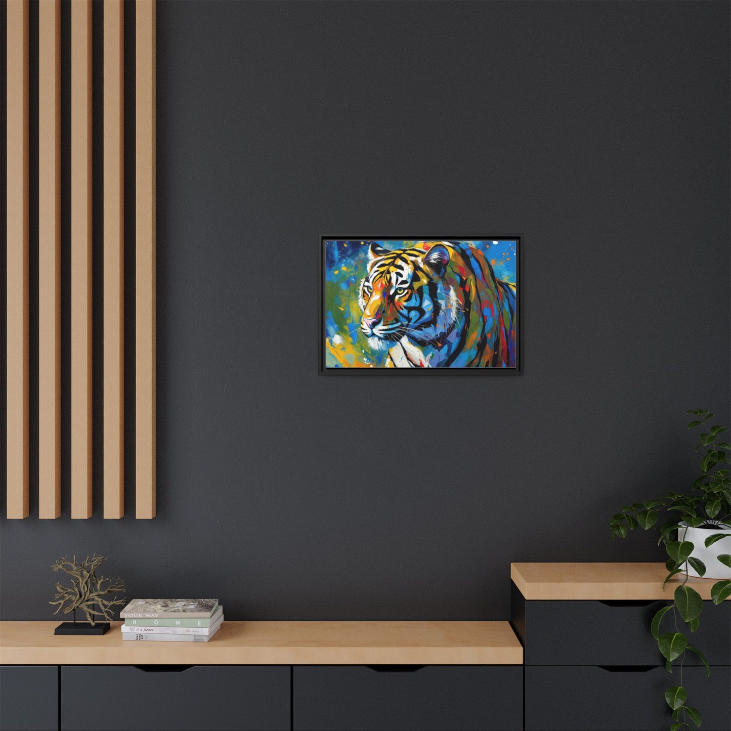 Colorful Tiger Matte Canvas Framed Art — Vibrant Wildlife Wall Decor