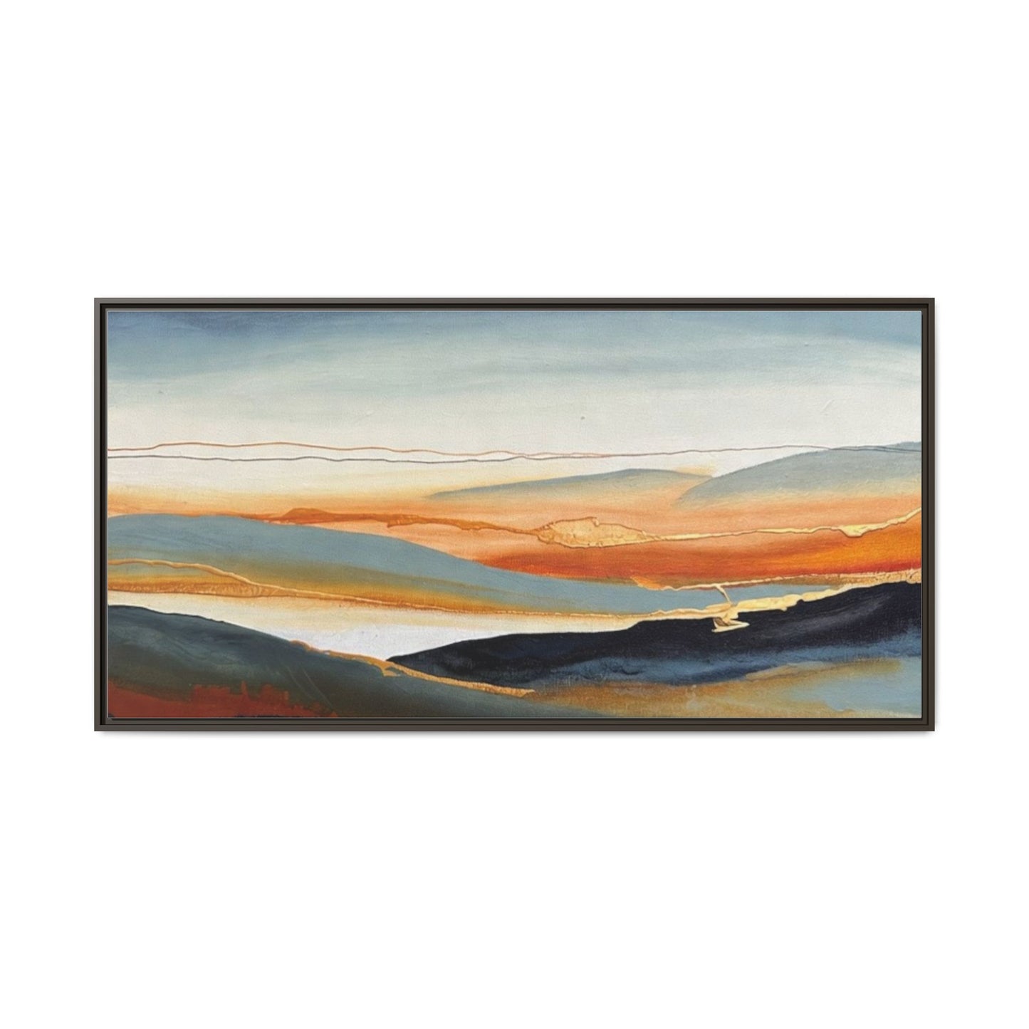 Framed Matte Canvas: Abstract Coastal Sunset Landscape Wall Art