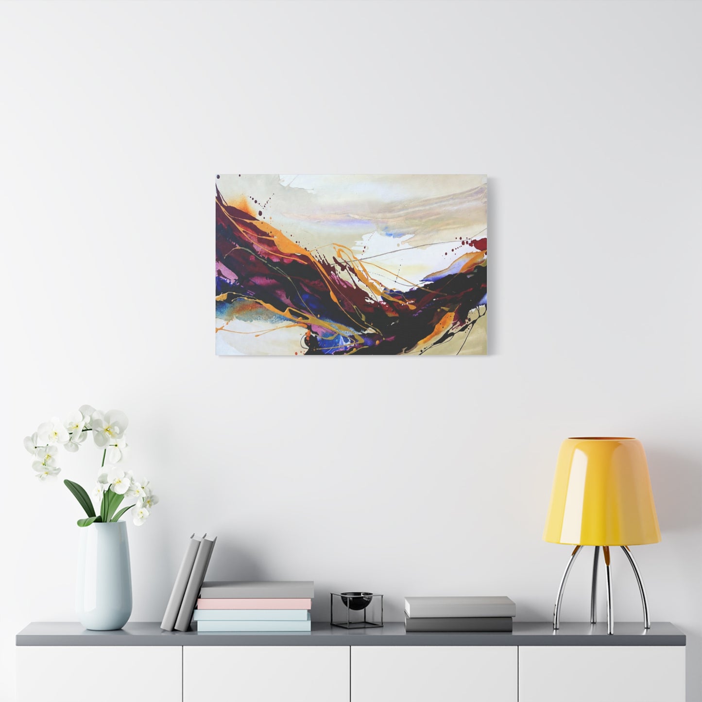 Abstract Color Flow Matte Stretched Canvas – Vibrant Modern Wall Art