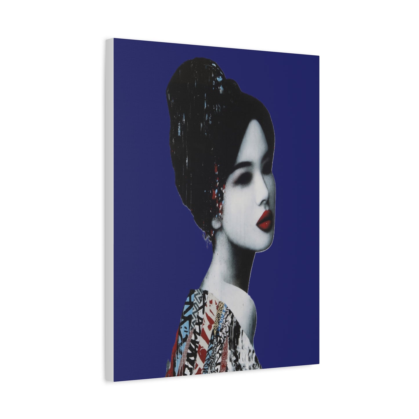 Geisha Portrait Matte Canvas Print — Modern Asian-Inspired Wall Art