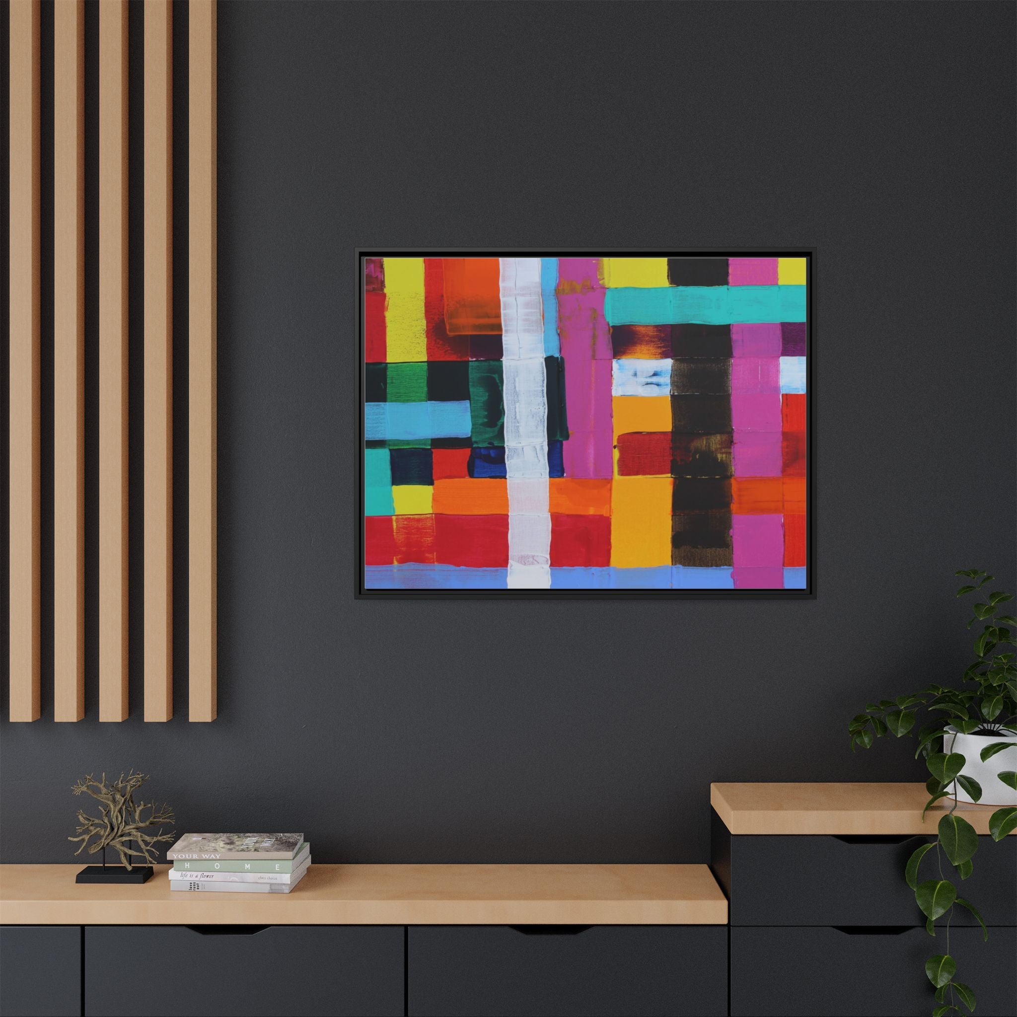 Farbfeld Malerei (Acryl) by Unknown Artist Matte Framed Canvas Wall Art Print