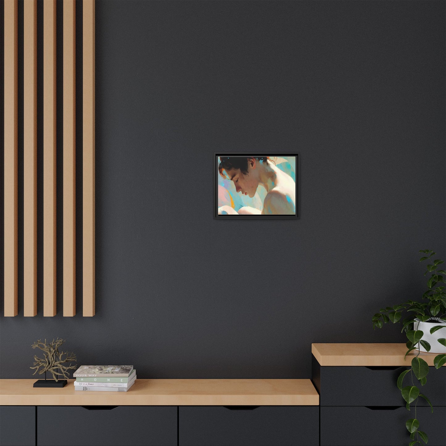 Framed Matte Canvas Print — Dreamy Portrait Art (Multi‑Color)