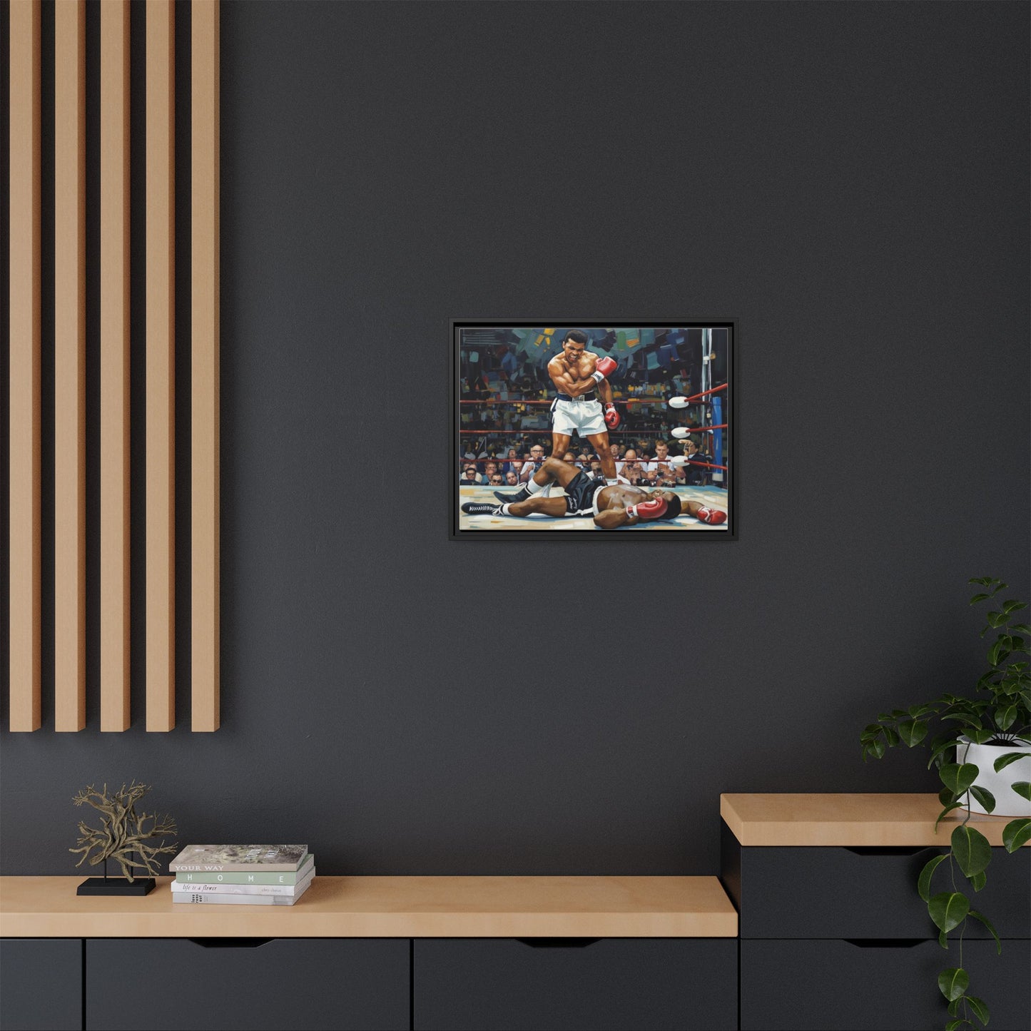 Framed Boxing Ring Canvas Print — Muhammad Ali Iconic Knockout Sport Art