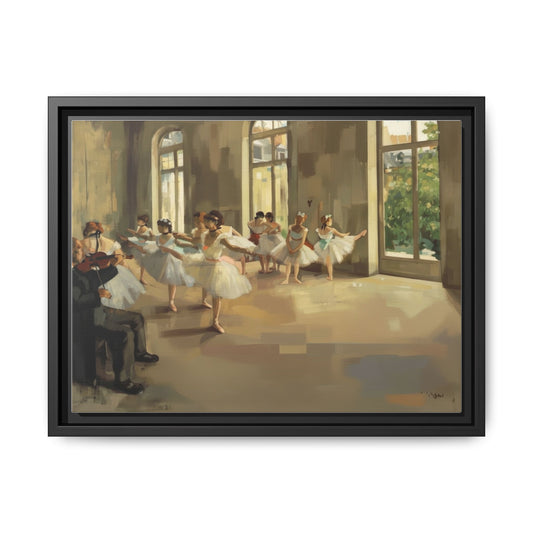 Framed Matte Canvas Print — Ballet Class Scene (Impressionist Dancers)
