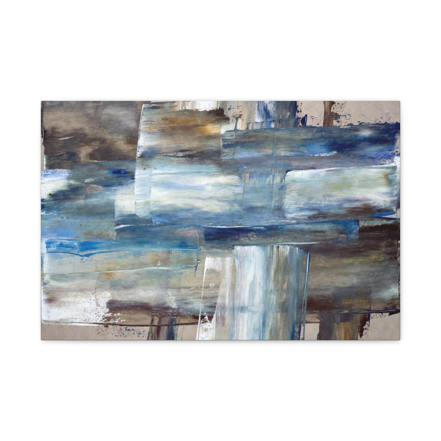 Abstract Blue Waterfall Matte Canvas Wall Art, Stretched 1.25"