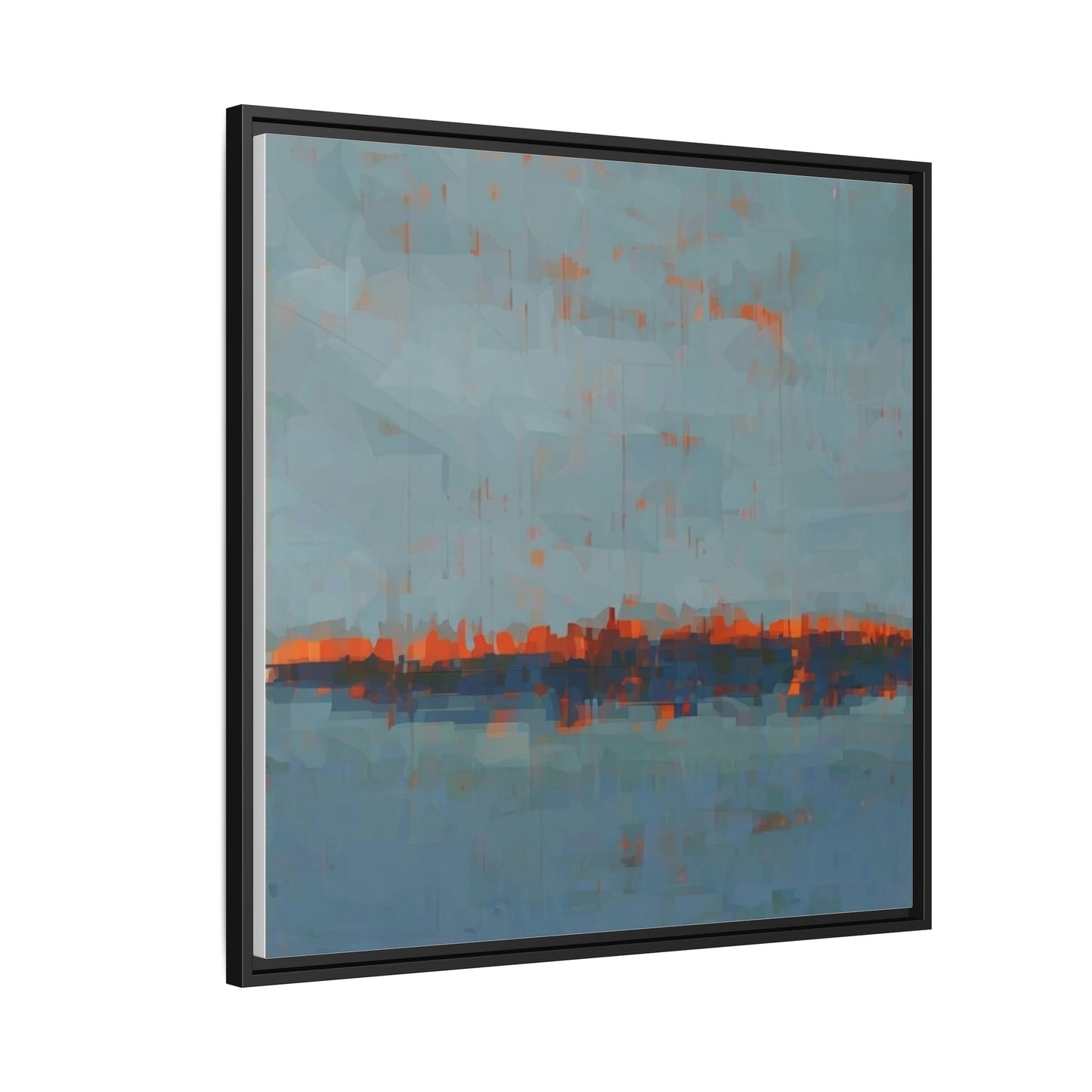Framed Canvas Art — Teal & Orange Abstract Seascape