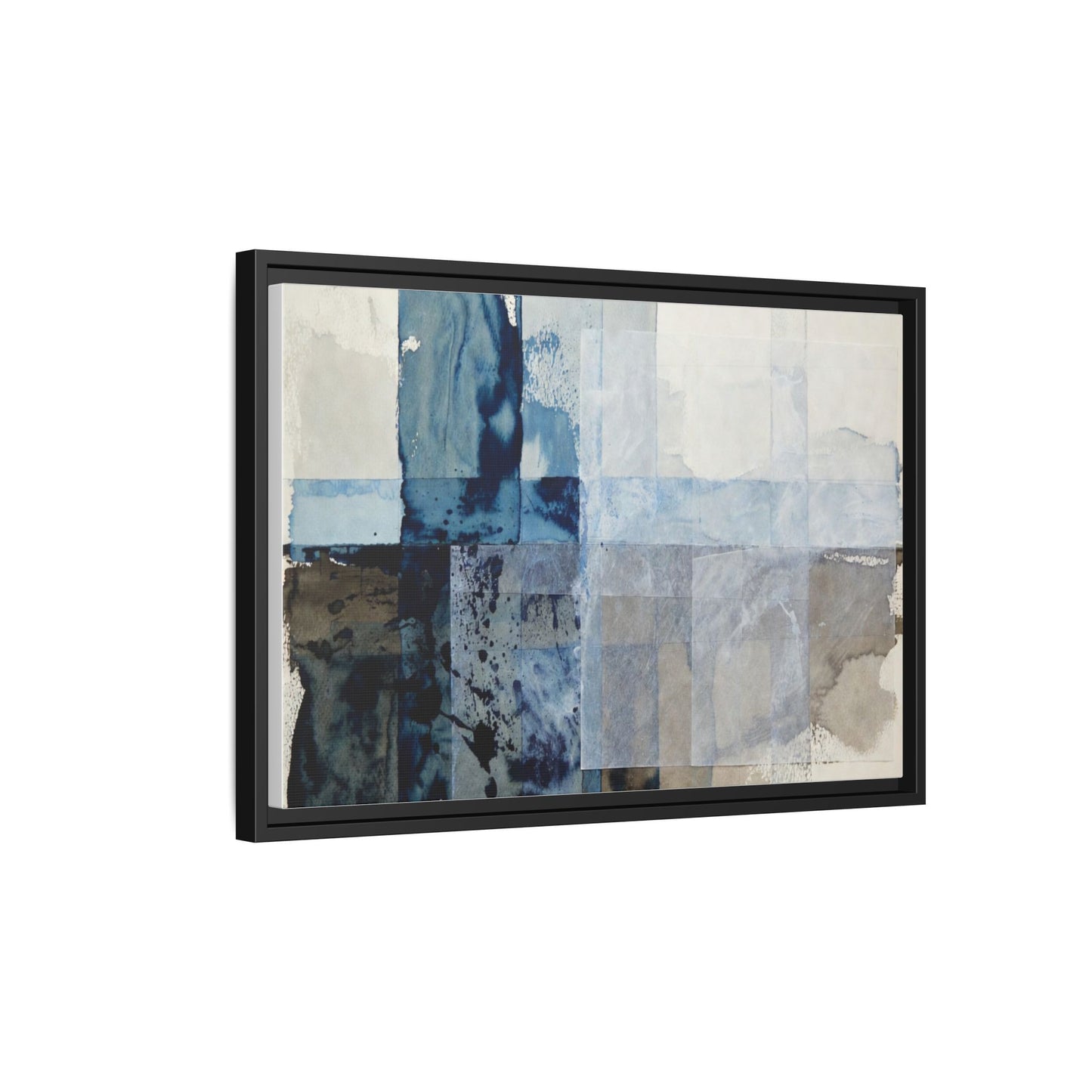 Abstract Coastal Blue Framed Canvas Art