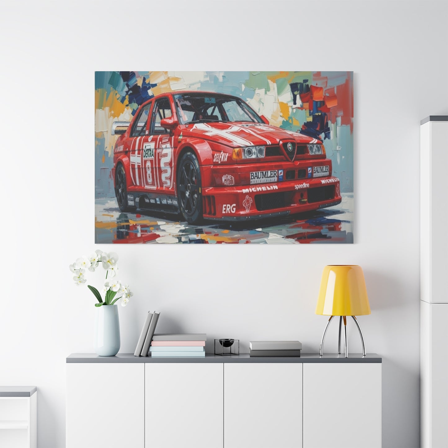 Racing Alfa Romeo Canvas Print — Red Race Car Stretched Wall Art