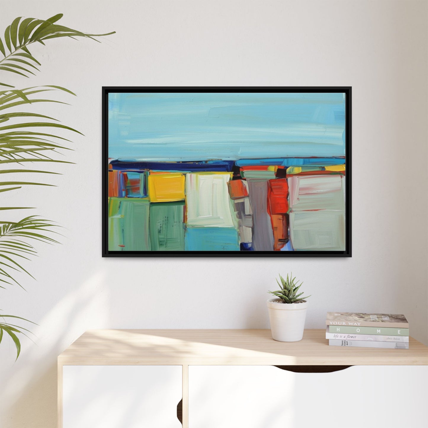 Abstract Coastal Blocks Matte Canvas Print (Framed)