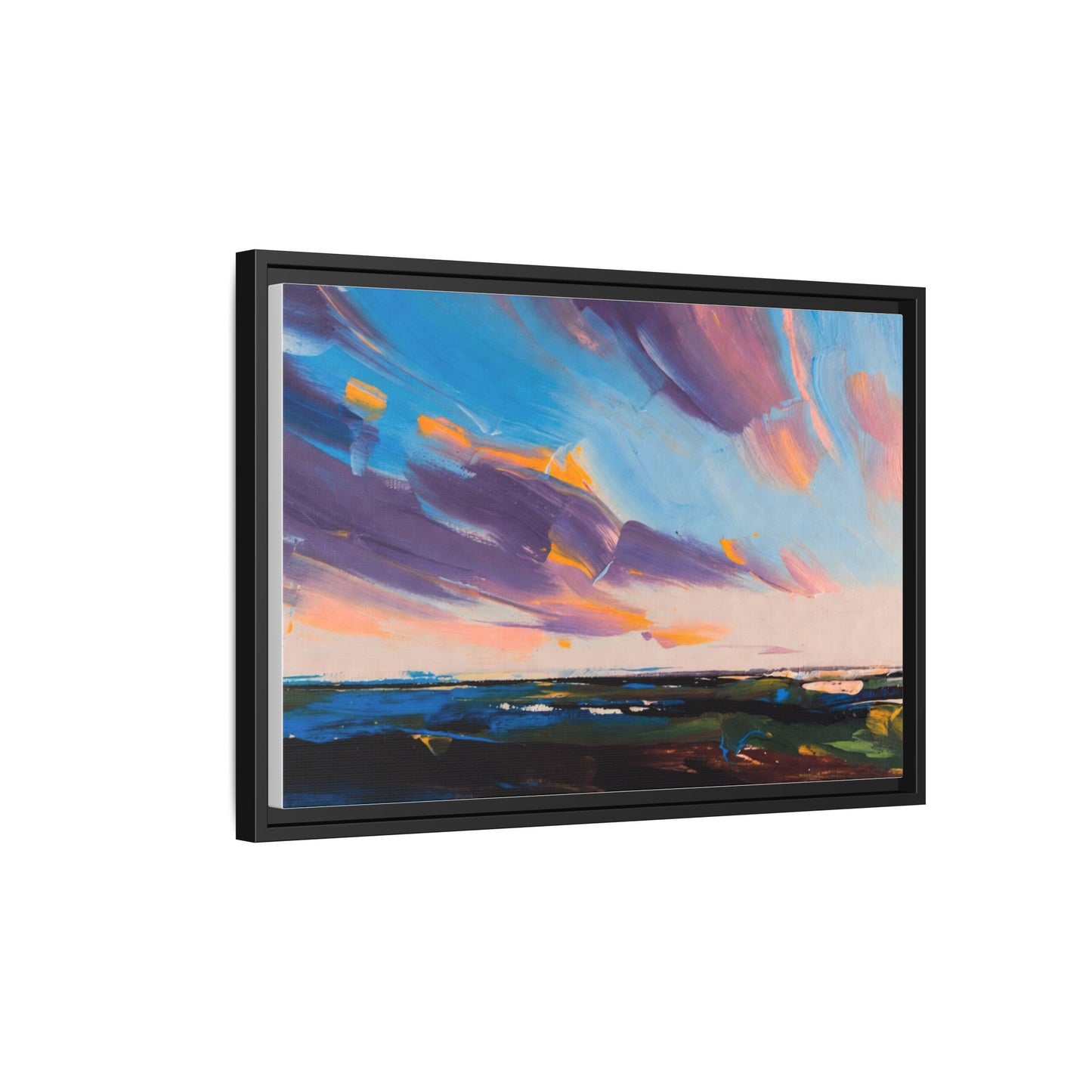 Framed Matte Canvas Abstract Seascape Sunset Art Print
