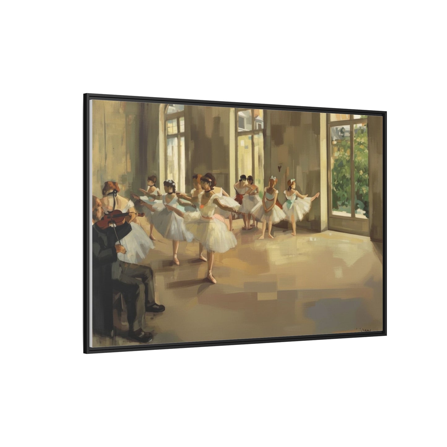 Framed Matte Canvas Print — Ballet Class Scene (Impressionist Dancers)